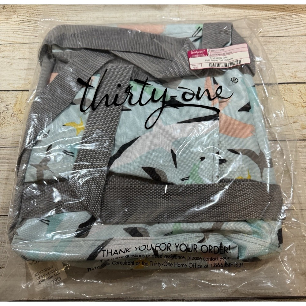 Thirty One Small Utility Tote A137 Flights of Fancy Birds New in Pkg GTubA